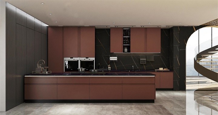 Kitchen cabinetry with integrated tall storage
