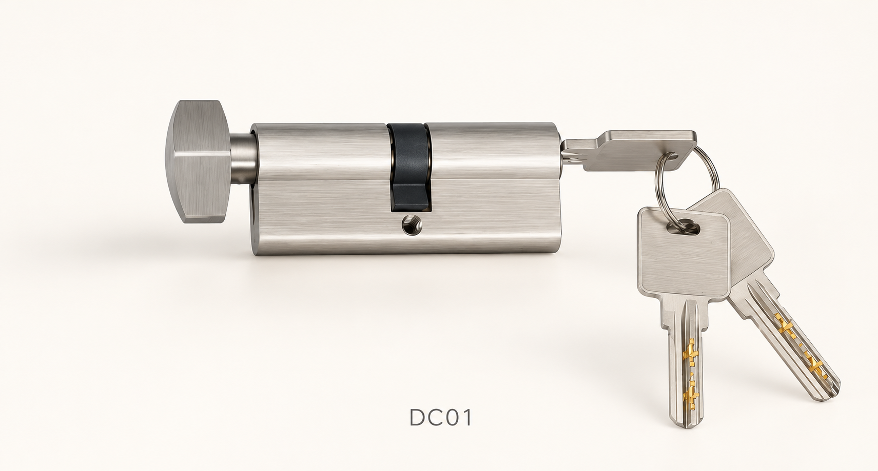 DC01 silver euro cylinder with thumbturn and keys