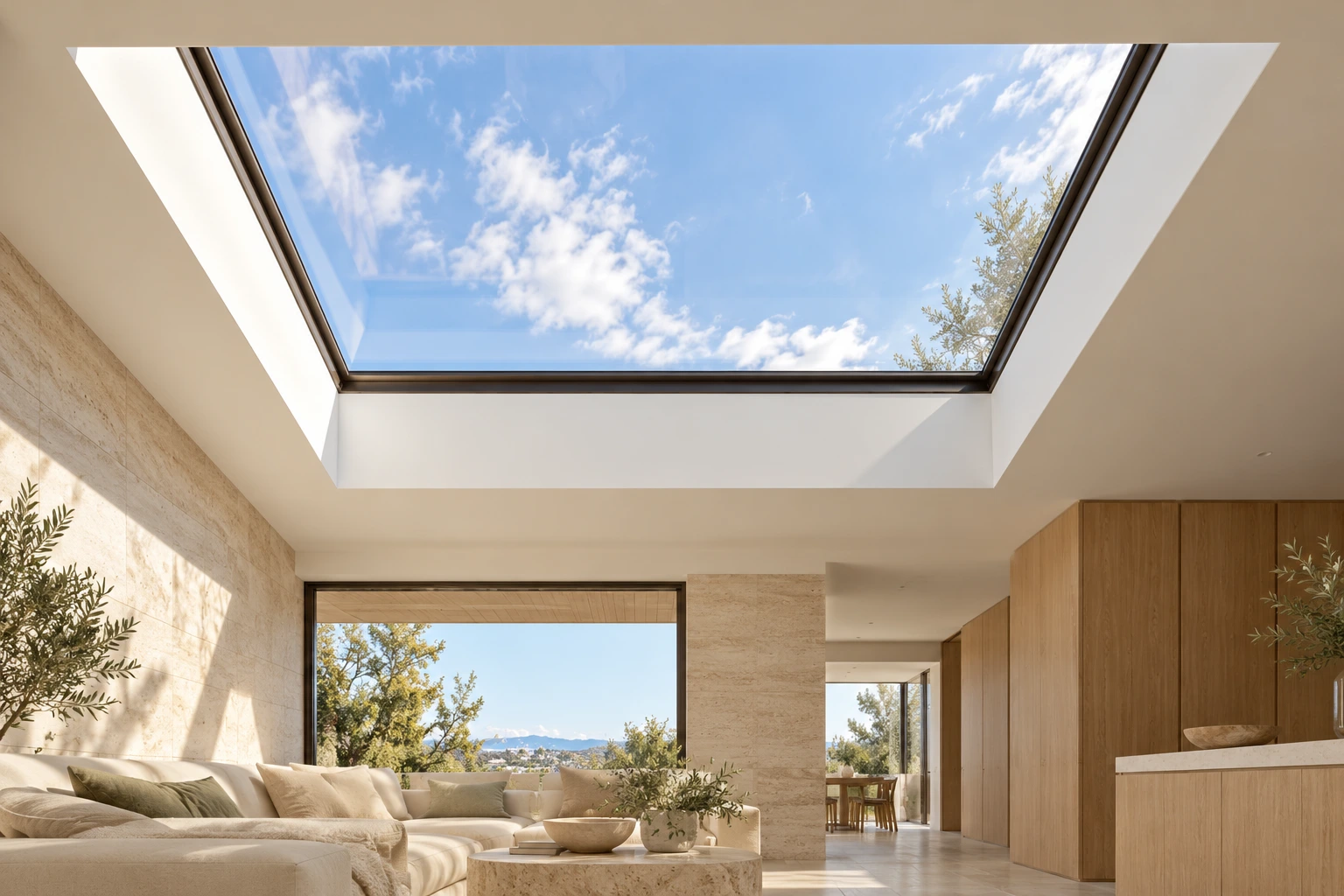 Concept render of a skylight above a modern living space