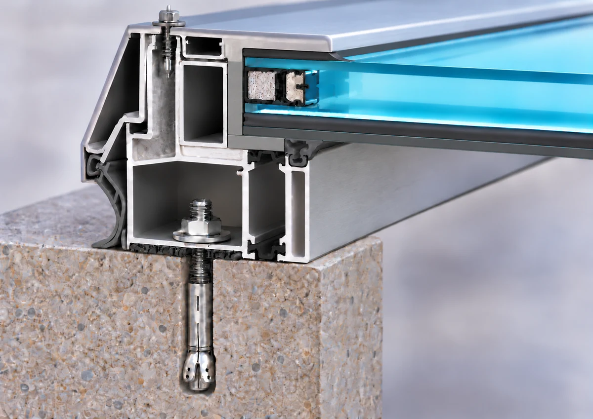 Aluminium fixed skylight section rendering