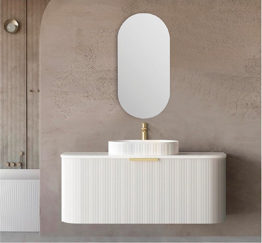 5001W white fluted wall-hung bathroom vanity
